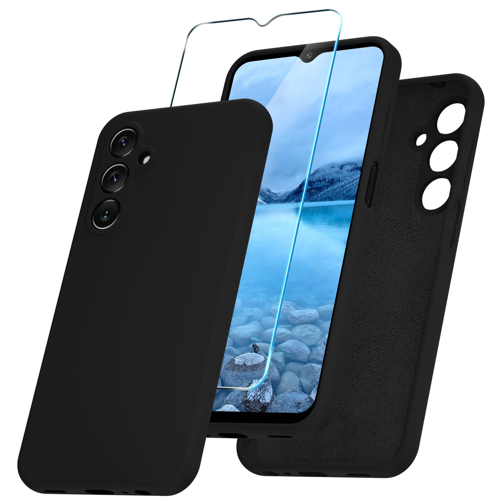 Yenapoon For Samsung Galaxy A15 5G Case, Silicone Phone Case With 1 Screen Protector, Soft Anti Scratch Microfiber Lining, Full